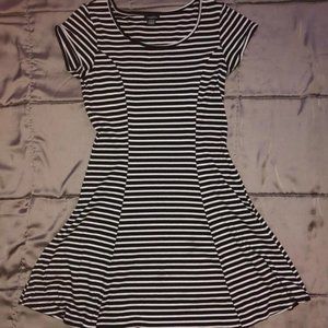 ribbed black & white striped dress